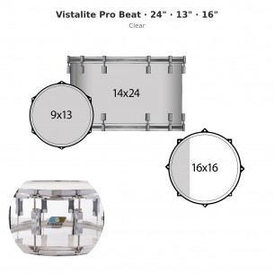 Vistalite Pro Beat 3-piece shell pack 24" - Clear