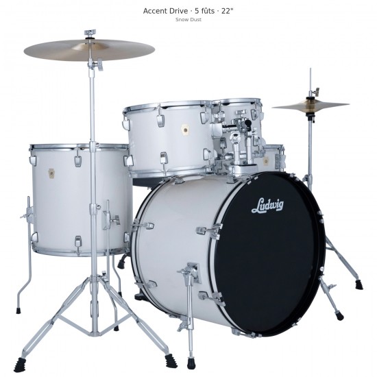 Accent Drive 5-piece complete drum kit 22" - Snow Dust