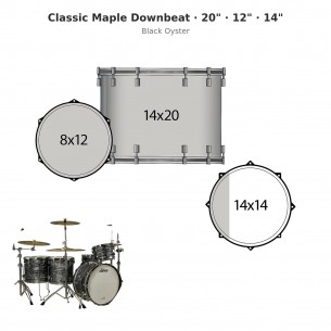 Classic Maple Downbeat 3-piece shell pack 20" Wraptite - Black Oyster