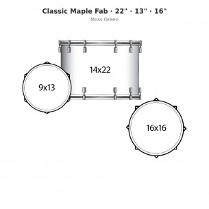 Classic Maple Fab 3-piece shell pack 22" Wraptite - Moss Green