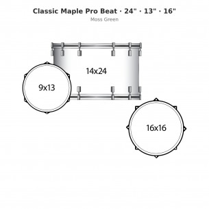 3 fûts Classic Maple Pro Beat 24" Wraptite - Moss Green