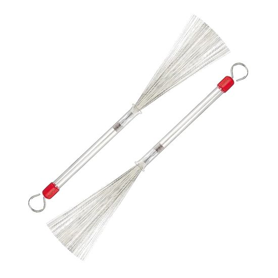 L206 Balais de batterie manche plastique transparent, extrémité à boucle