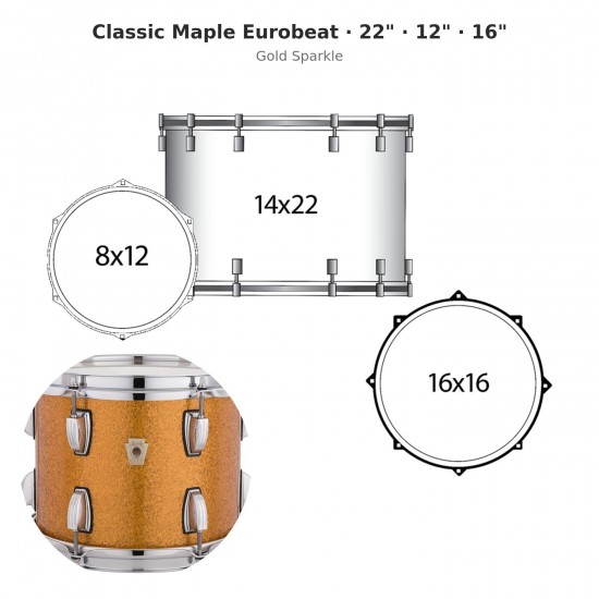 3 fûts Classic Maple Eurobeat 22" -...