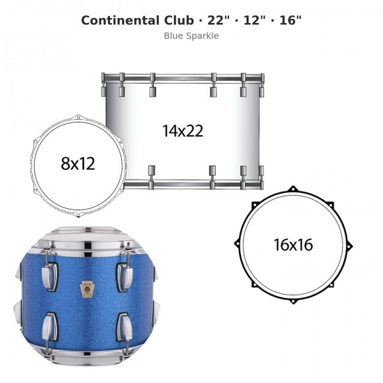 4 fûts Continental Club 22" - Blue...
