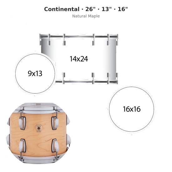 3 fûts Continental 26" - Natural Maple