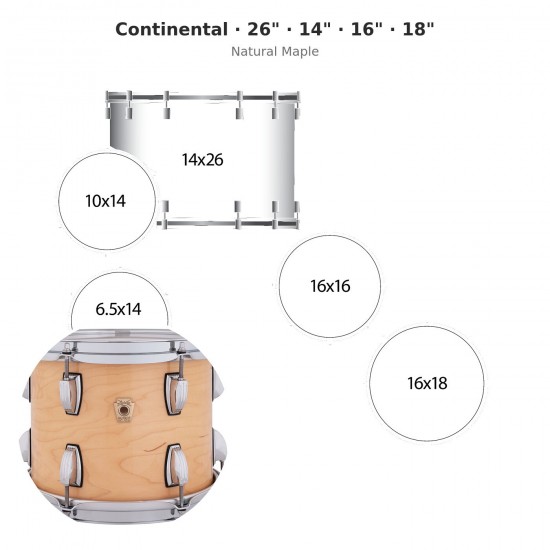 4 fûts Continental 26" - Natural Maple