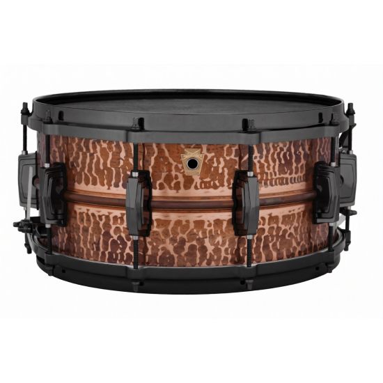 LC663CKWMDBLK Copper Phonic snare drum 14" x 6.5" raw hammered shell, polished die-cast hoops - Copper