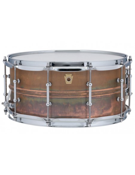 LC663T Copper Phonic snare drum 14" x 6.5" tube lugs - Raw copper, natural patina