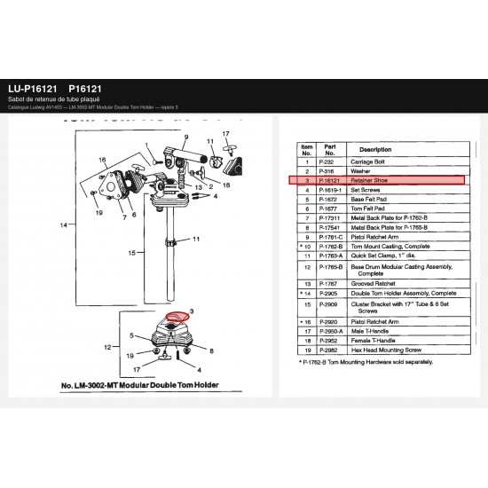 P16121 Plated tube retainer shoe