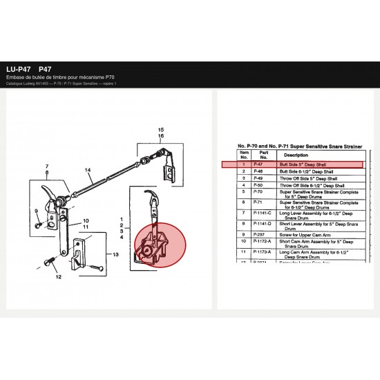 P47 Strainer base butt for P70
