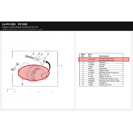 PC1020 Combo spur and floor tom leg...