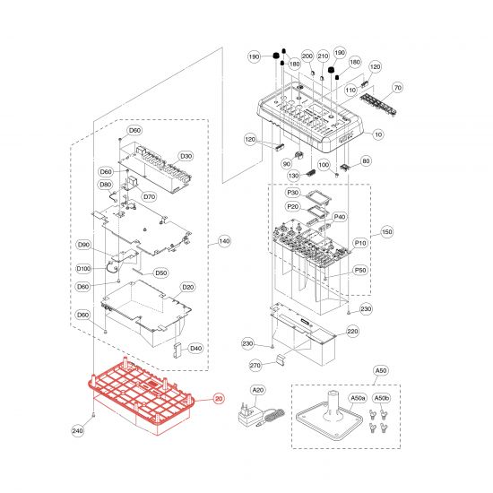 Lower Case Assembly (Bottom Cover) for Yamaha DTX-PROX Drum Module