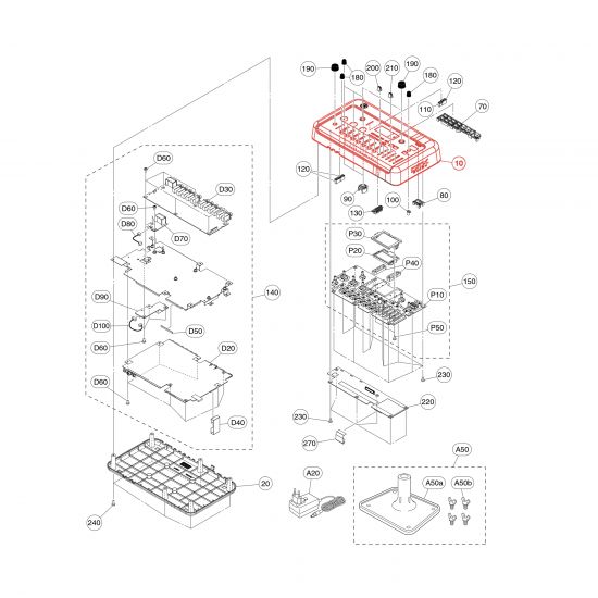 Boîtier supérieur complet SP (coque du dessus) pour module Yamaha DTX-PROX
