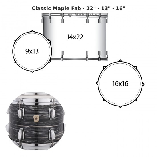 3 fûts Classic Maple Fab 22" Wraptite...