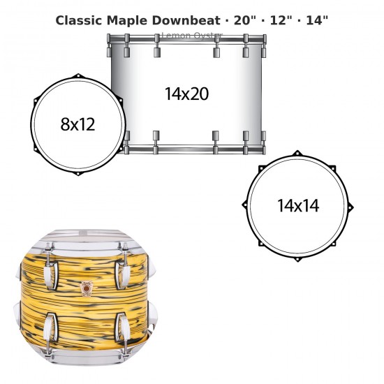 3 fûts Classic Maple Downbeat 20"...