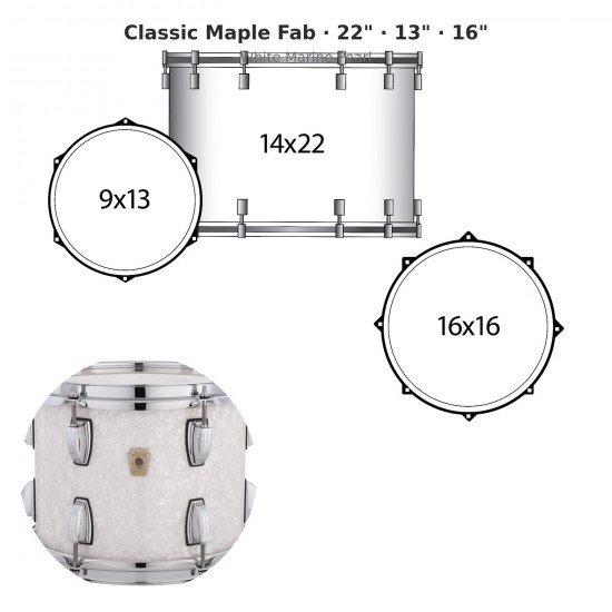 3 fûts Classic Maple Fab 22" Wraptite...