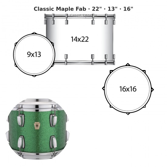 3 fûts Classic Maple Fab 22" Wraptite...