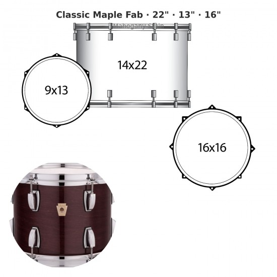3 fûts Classic Maple Fab 22" Lacquer...