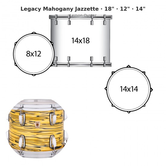 3 fûts Legacy Mahogany Jazzette 18"...