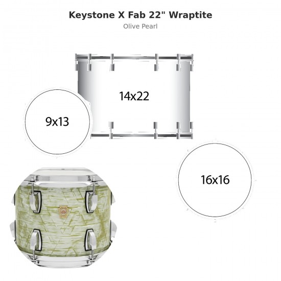 3 fûts Keystone X Fab 22" Wraptite -...
