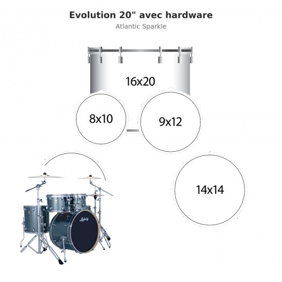 Evolution 5-piece shell pack 20" with...