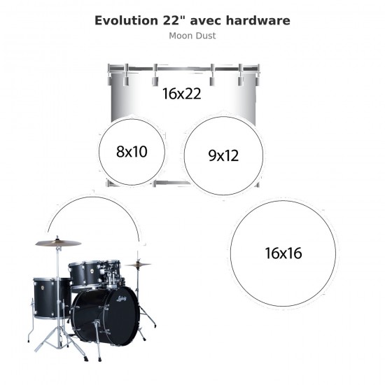 Evolution 5-piece shell pack 22" with...