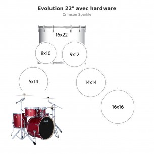 6 fûts Evolution 22" avec...
