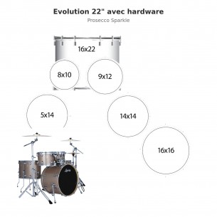 6 fûts Evolution 22" avec...