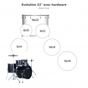 6 fûts Evolution 22" avec...