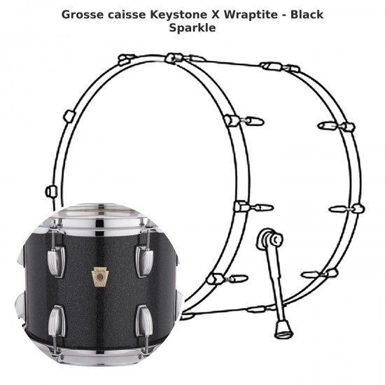 Keystone X bass drum Wraptite - Black...