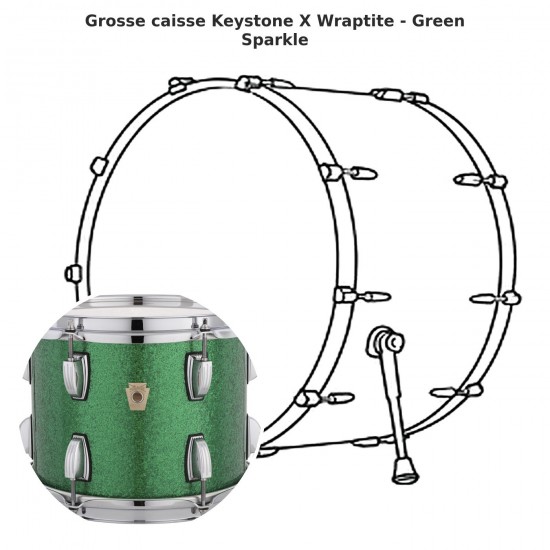 Keystone X bass drum Wraptite - Green...