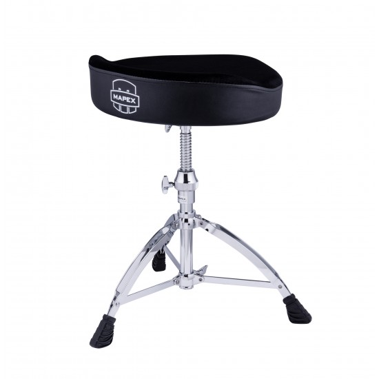 Siège de batteur moto ergonomique à vis, assise velours - Noir