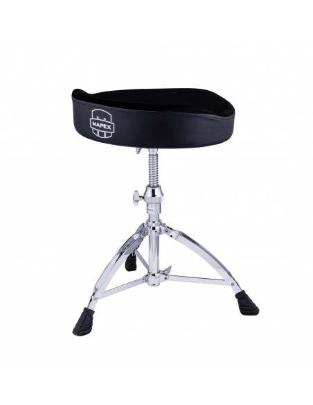 Siège de batteur moto ergonomique à vis, assise velours - Noir
