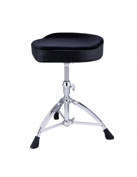Siège de batteur moto ergonomique à vis, assise velours - Noir
