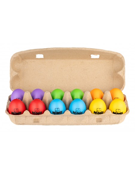Set of 12 soft-sound egg shakers with box