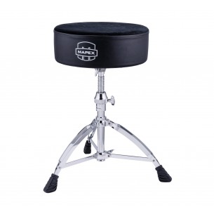Siège de batteur rond épais à vis, assise velours - Noir