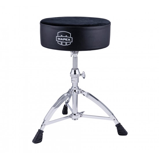 Siège de batteur rond épais à vis, assise velours - Noir