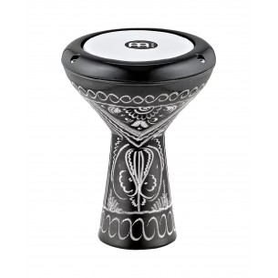 Aluminum mini doumbek 10 x 19 cm - Black with white engravings
