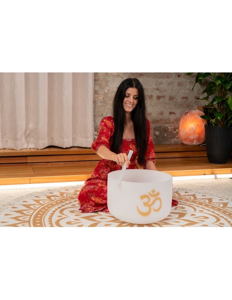 Bol de cristal 16" Do#3, Om - Blanc givré