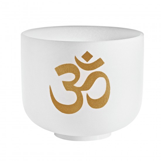 Crystal singing bowl 8" C#5, Om - Frosted white