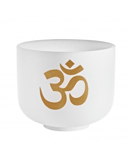 Crystal singing bowl 8" C#5, Om - Frosted white