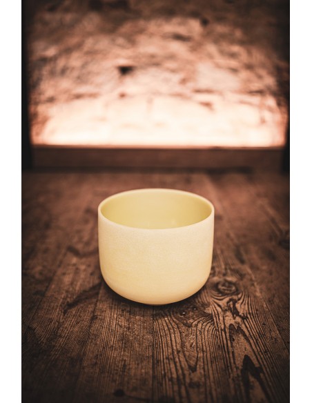 Crystal singing bowl 10" F - Frosted pale green