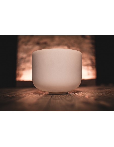 Crystal singing bowl 10" F - Frosted white