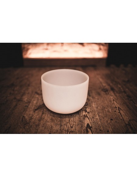 Crystal singing bowl 10" F - Frosted white