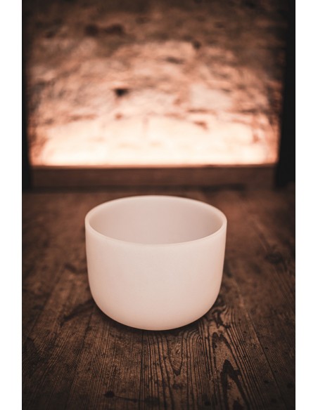 Crystal singing bowl 10" F - Frosted white