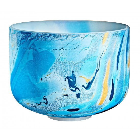 Marbled crystal singing bowl 10" A4 - Blue