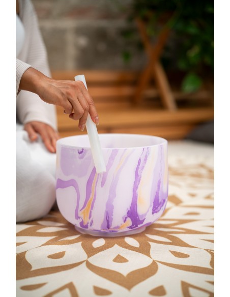 Marbled crystal singing bowl 10" B4 - Violet