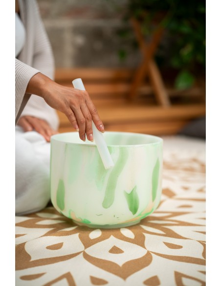 Marbled crystal singing bowl 10" F4 - Green