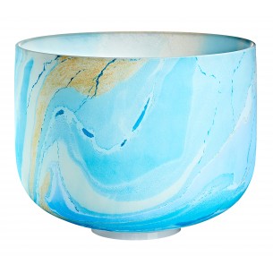 Marbled crystal singing bowl 10" G4 - Sky blue