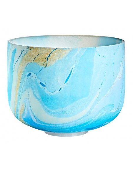 Marbled crystal singing bowl 10" G4 - Sky blue